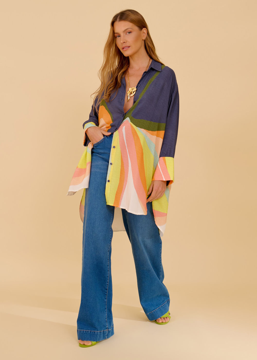 55.20.3609MAR CAMISA OVERSIZED ESTAMPA COLOR TULIPE