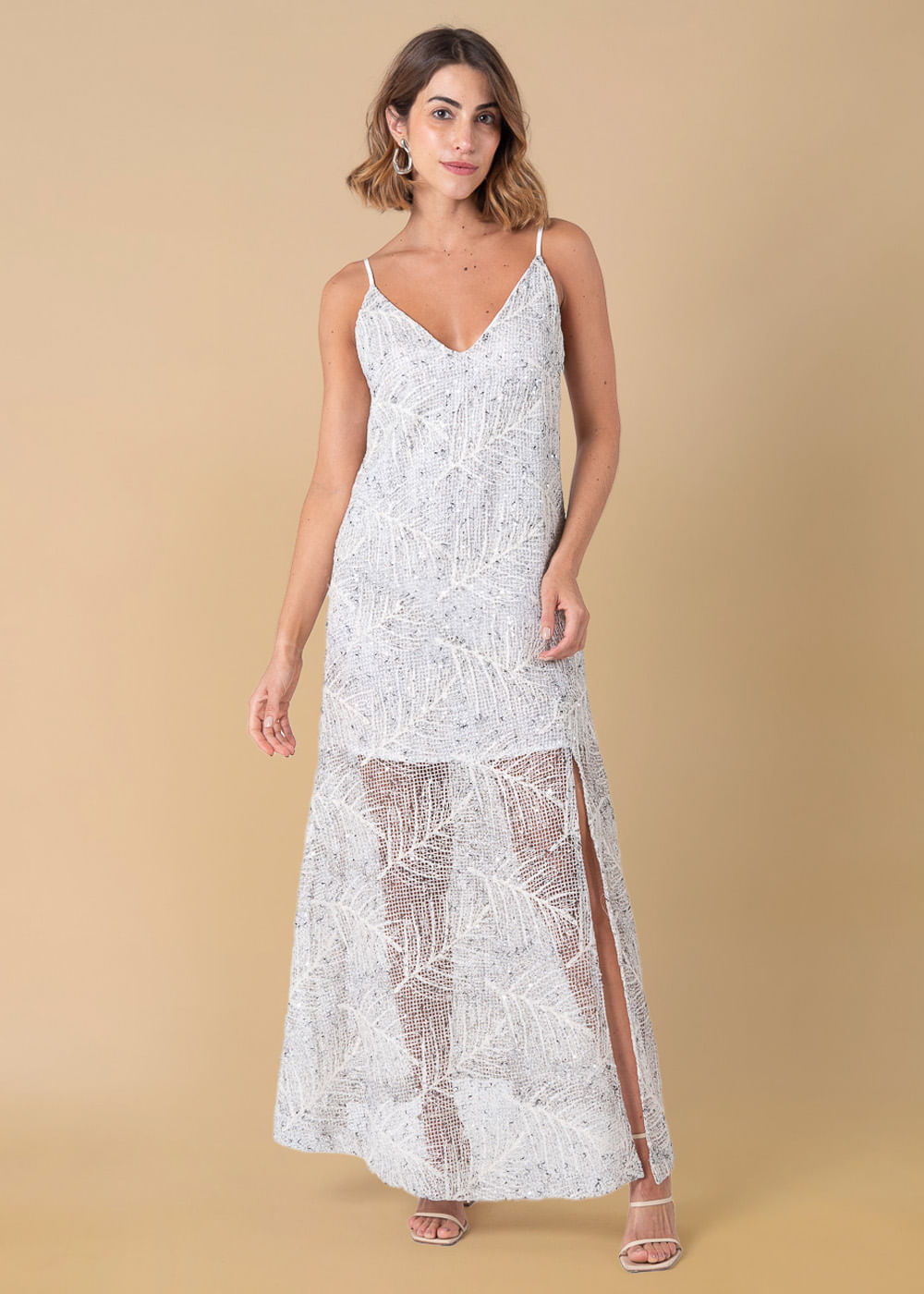 53.40.3623CRU VESTIDO LONGO REGATA PAETÊ