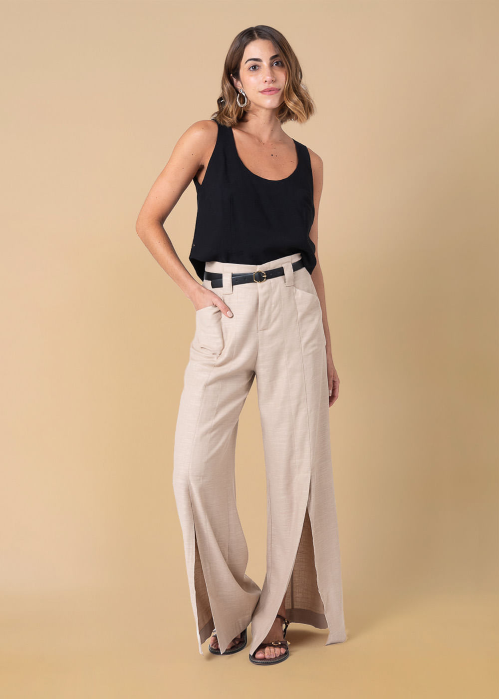 52.10.3609CML CALÇA PANTALONA COM FENDAS