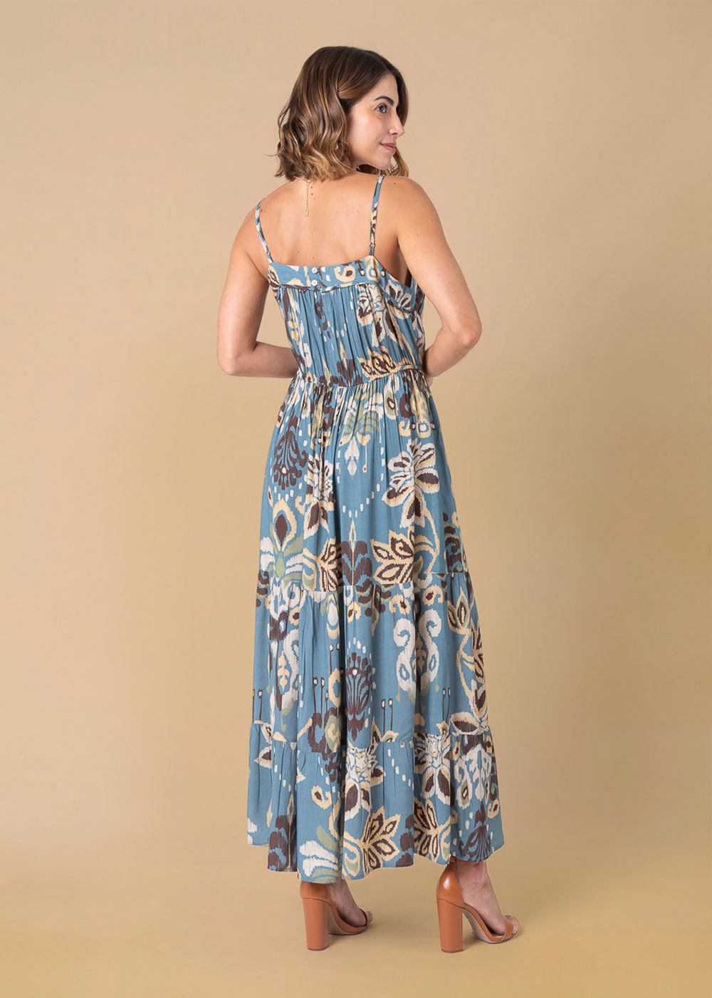 53.50.3644LGA VESTIDO LONGO ALÇA FINA ESTAMPA NORONHA