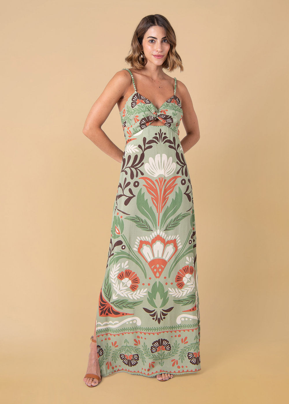 53.50.3644CPL VESTIDO LONGO ALÇA FINA ESTAMPA NORONHA