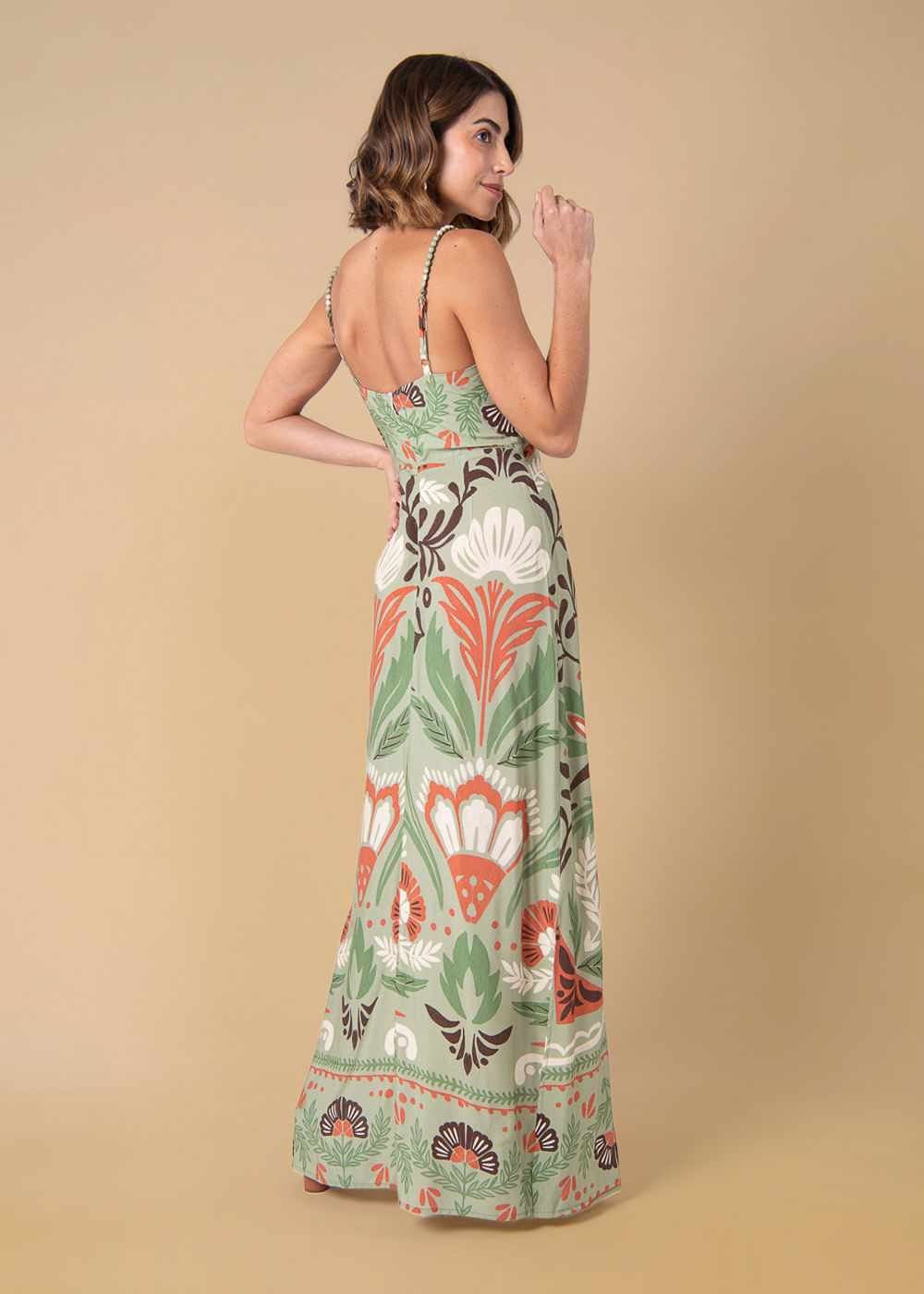 53.50.3644CPL VESTIDO LONGO ALÇA FINA ESTAMPA NORONHA