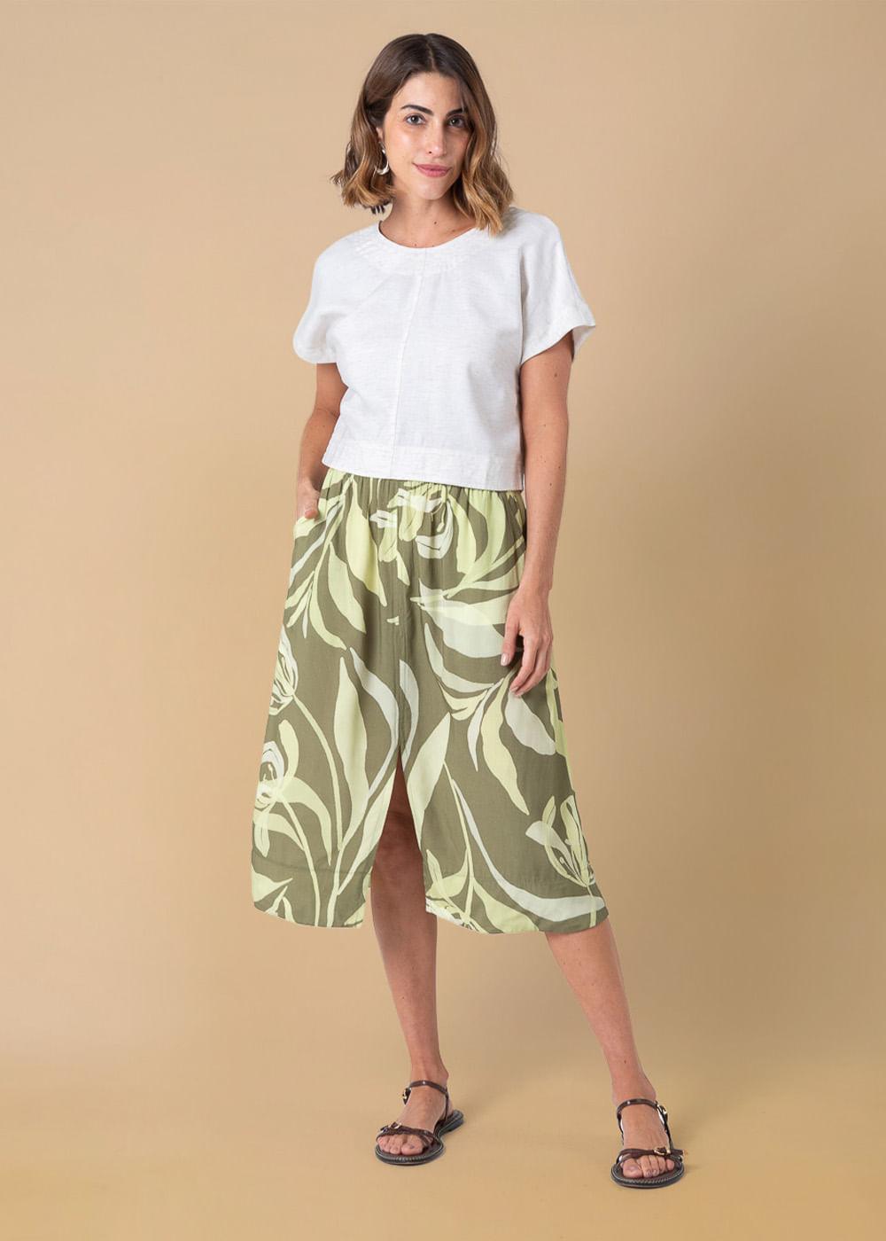 54.20.3615EST SAIA MIDI DETALHADA ESTAMPA GREEN BOWL