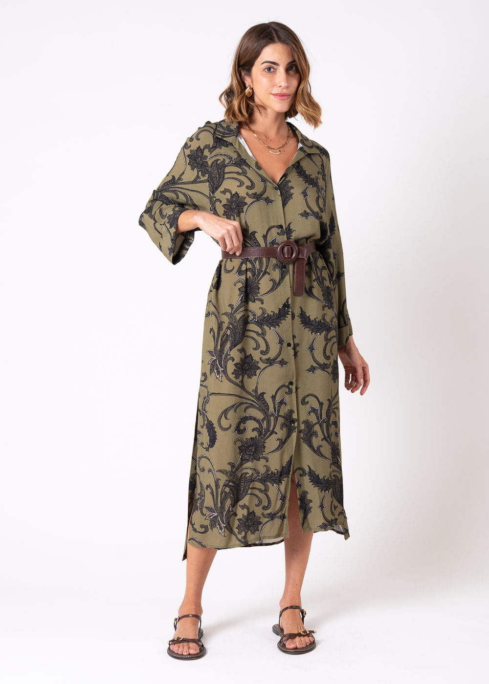 53.24.7602EST CHEMISE ALONGADO ESTAMPA  LACE FLOWERS