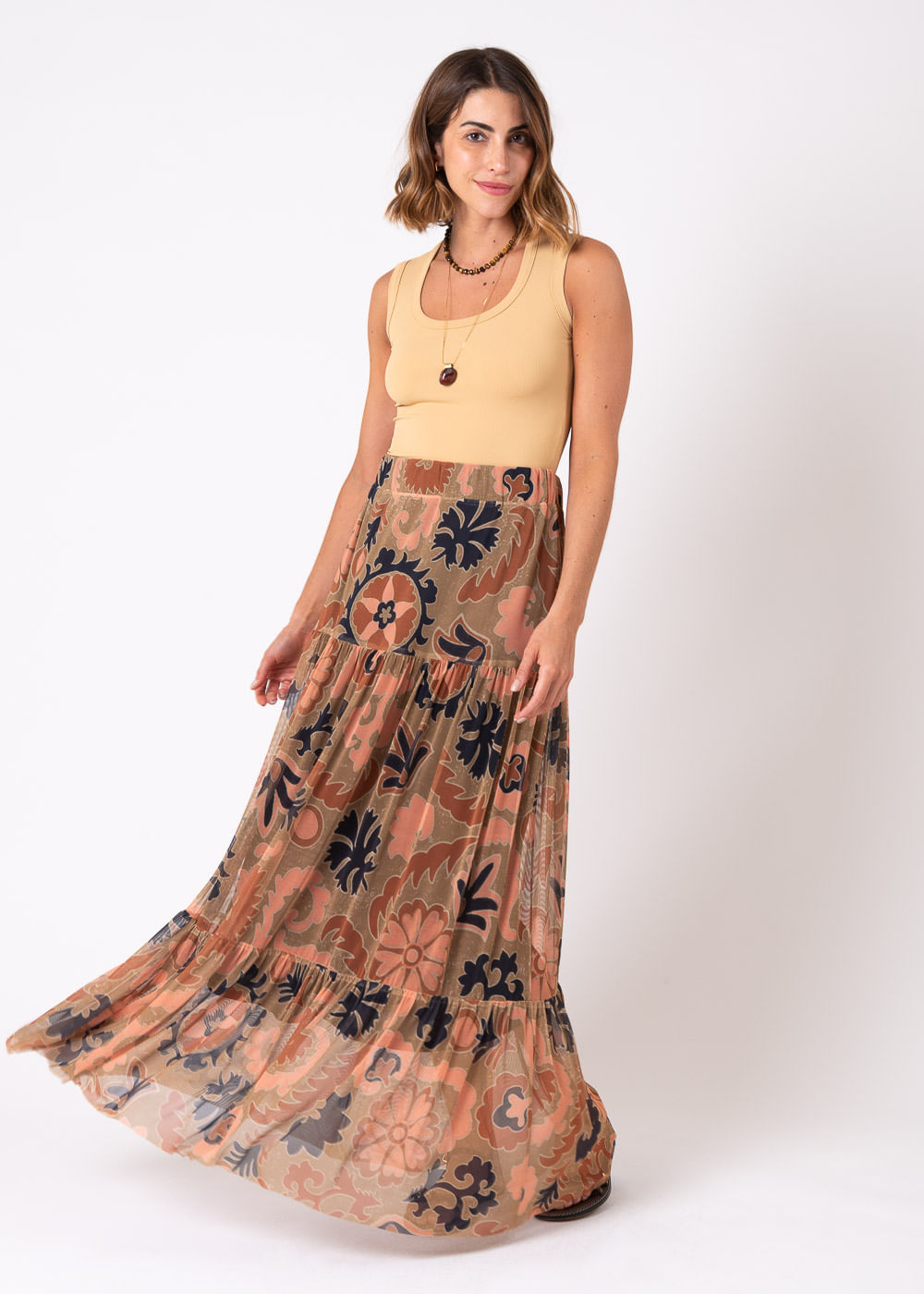 64.40.7502EST SAIA LONGUETE MALHA TULE ESTAMPA MANDALA