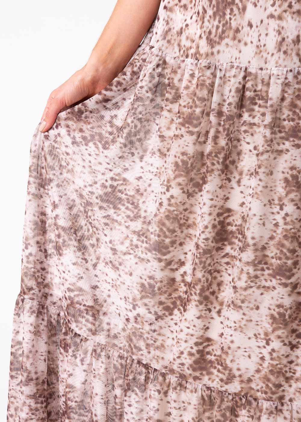 64.40.7503EST SAIA LONGUETE MALHA TULE ESTAMPA ANIMAL PAINTING