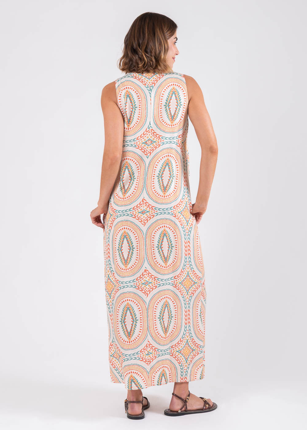 53.21.3415EST VESTIDO MIDI ESTAMPA VITRAIS