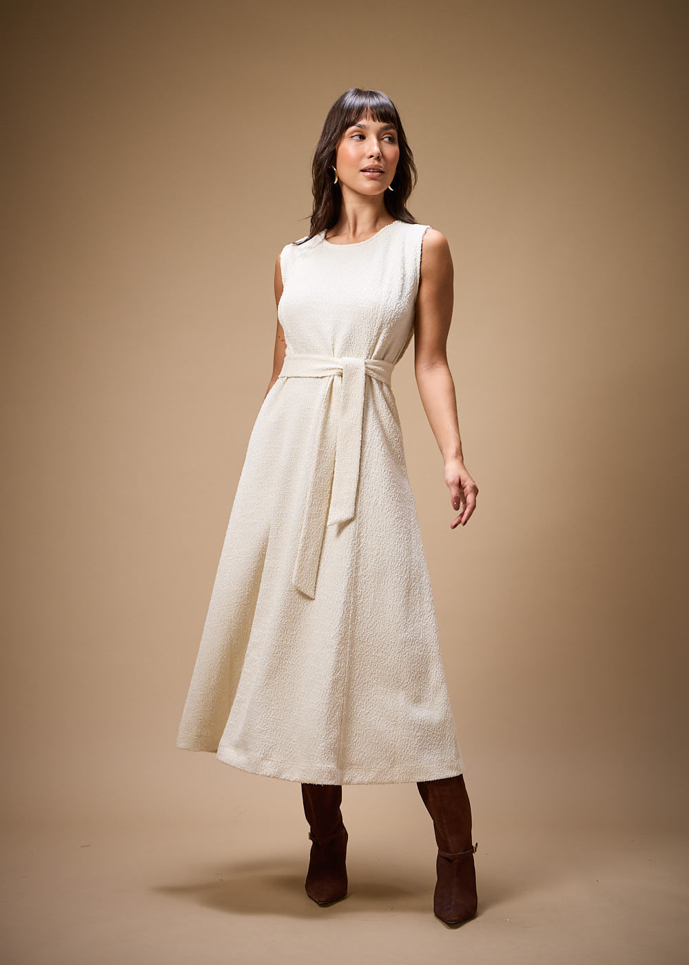 63.11.3701CRU VESTIDO MIDI MALHA TEXTURIZADA