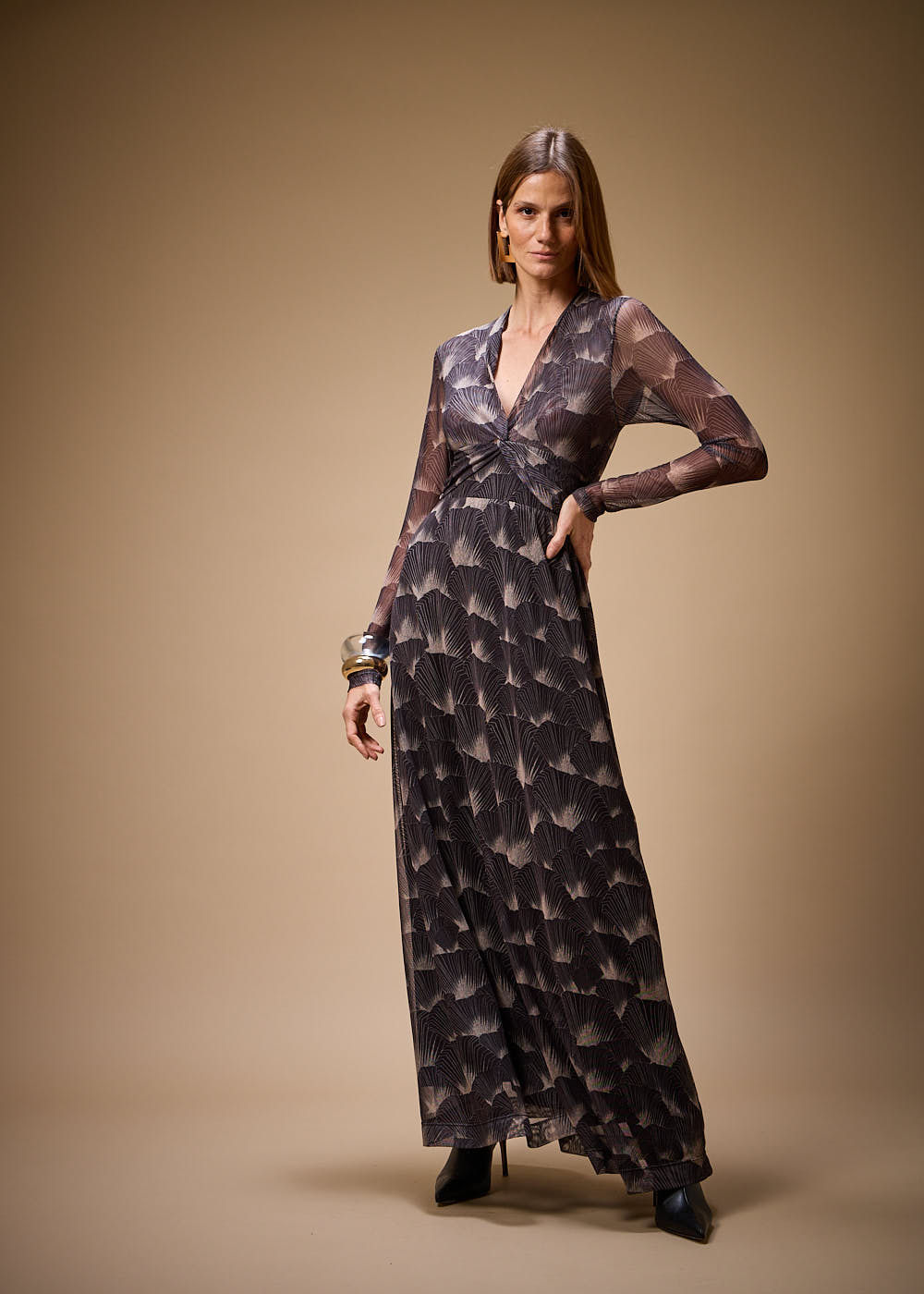 63.50.3702EST VESTIDO TULE LONGO ESTAMPA LEQUE