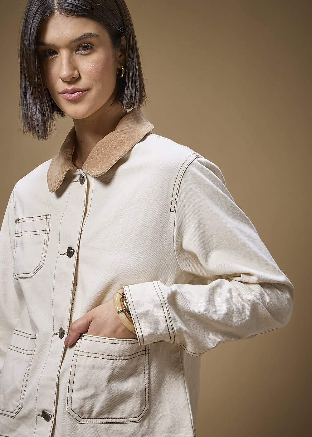 11.40.3701CRU JAQUETA SARJA COM GOLA DE VELUDO