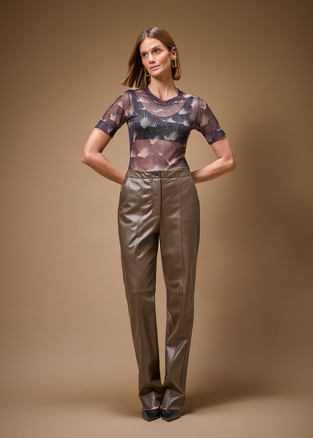 32.20.3702TUL CALÇA DE COURO RETA - HIGHLINE