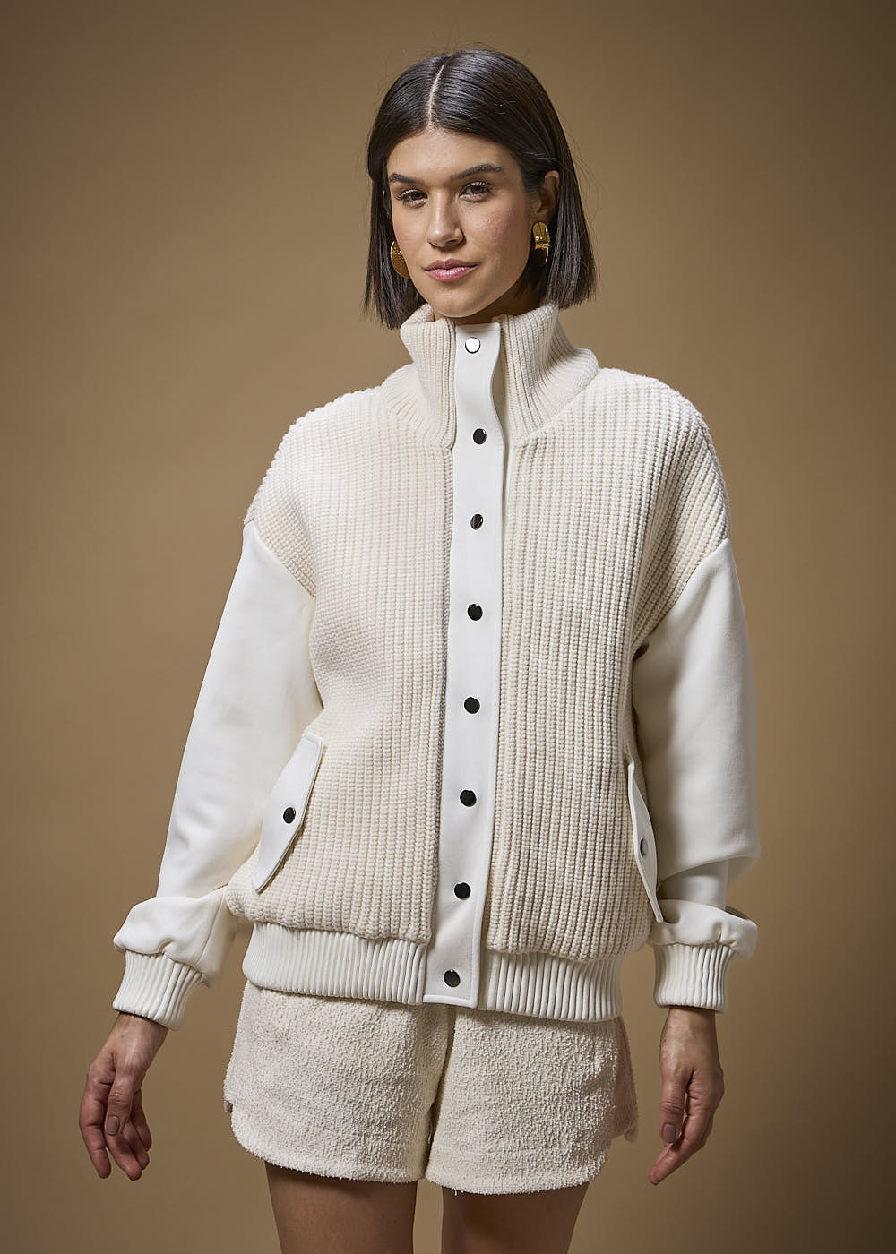 41.40.3701OFW JAQUETA DE TRICOT COM SUEDE