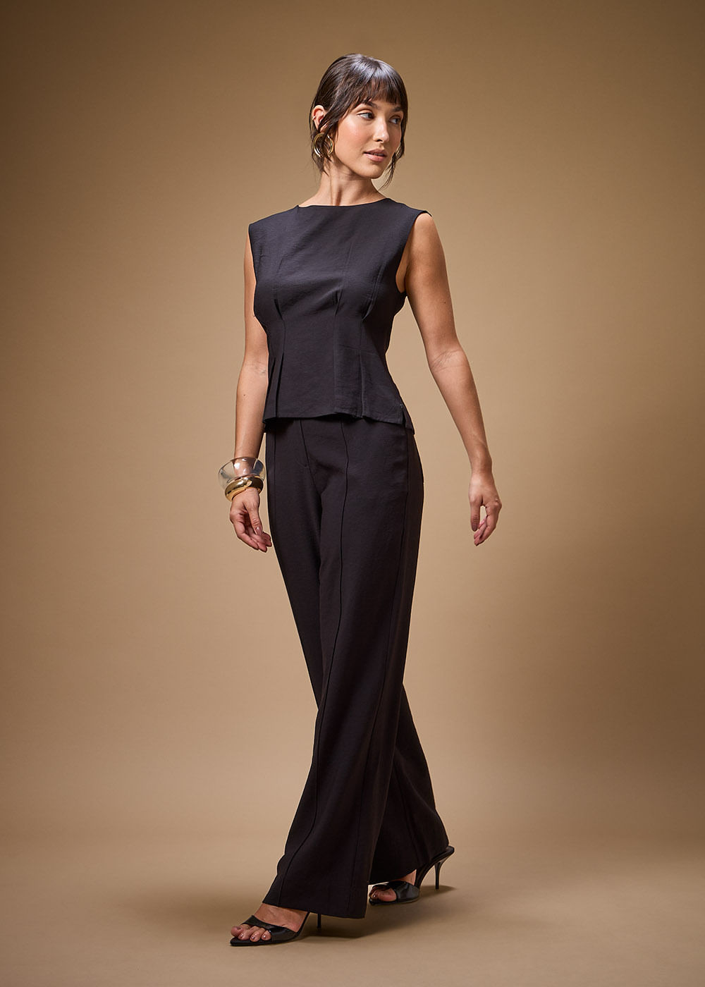 52.10.3703PTO CALÇA PANTALONA COM NERVURAS - HIGHLINE