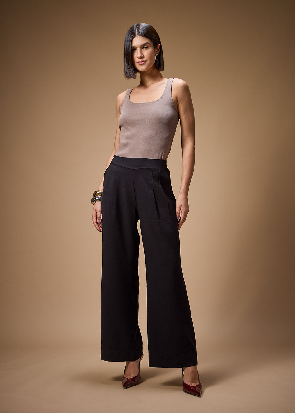 52.10.3705PTO CALÇA PANTALONA CÓS  ASSIMÉTRICO - HIGHLINE