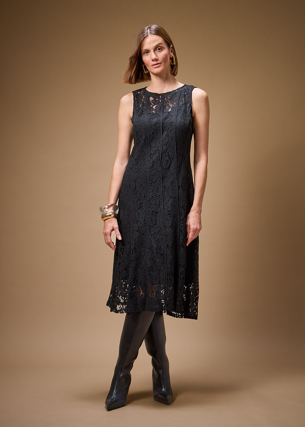 53.11.3701PTO VESTIDO MIDI RENDA COM RECORTES - HIGHLINE