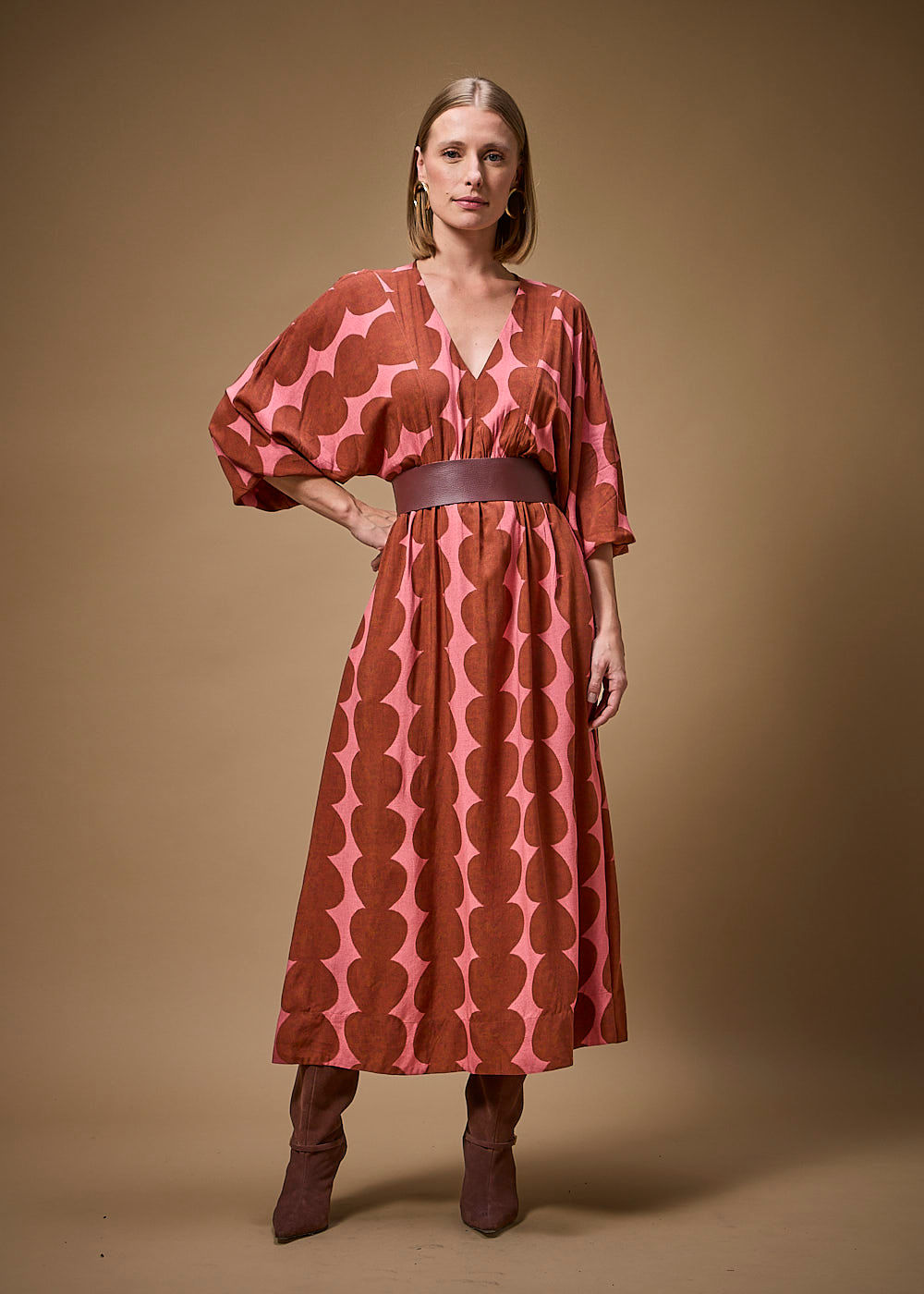 53.53.3701LOT VESTIDO LONGUETE DECOTE V ESTAMPA TÓQUIO