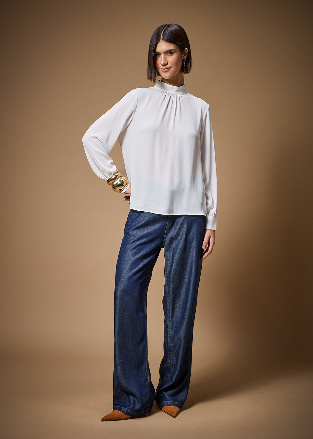 56.40.3711OFW BLUSA M/L GOLA ALTA CHIFFON