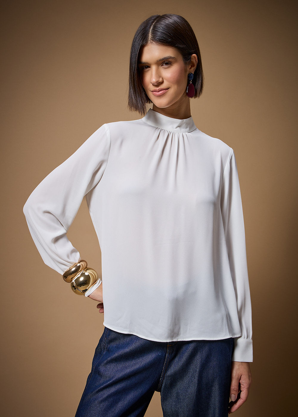 56.40.3711OFW BLUSA M/L GOLA ALTA CHIFFON