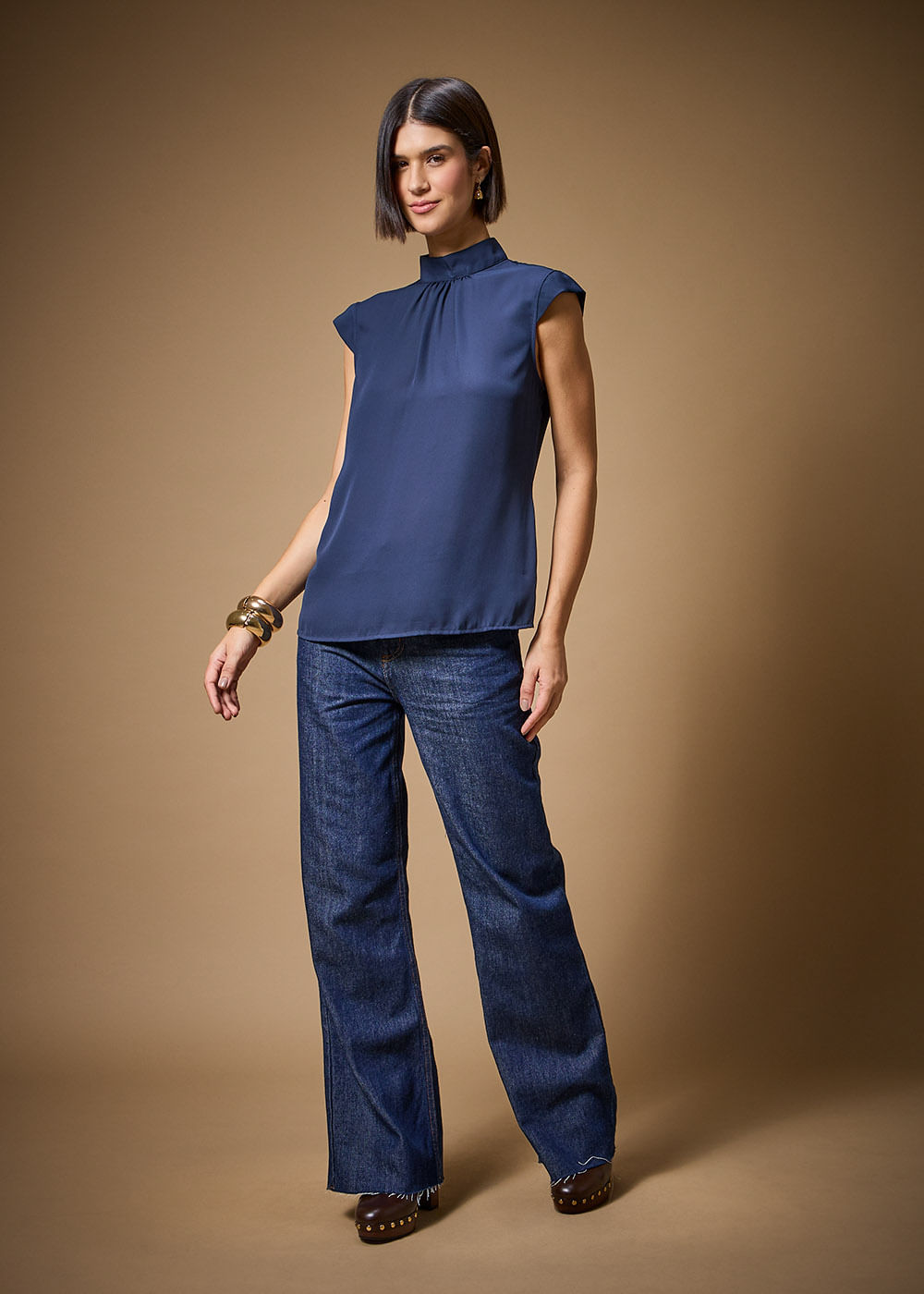 57.40.3709IKE BLUSA CHIFFON M/C GOLA HALTER NECK