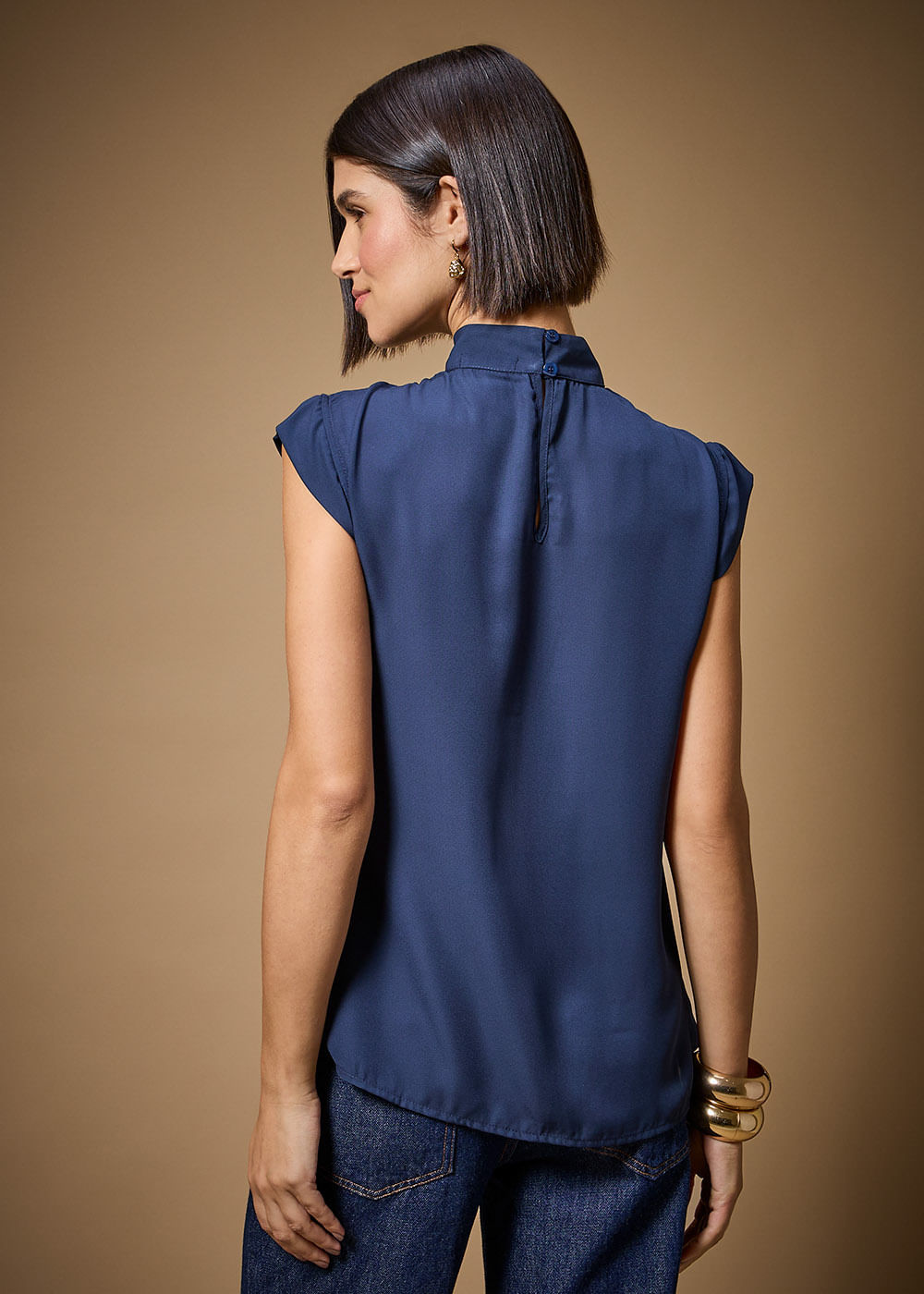 57.40.3709IKE BLUSA CHIFFON M/C GOLA HALTER NECK