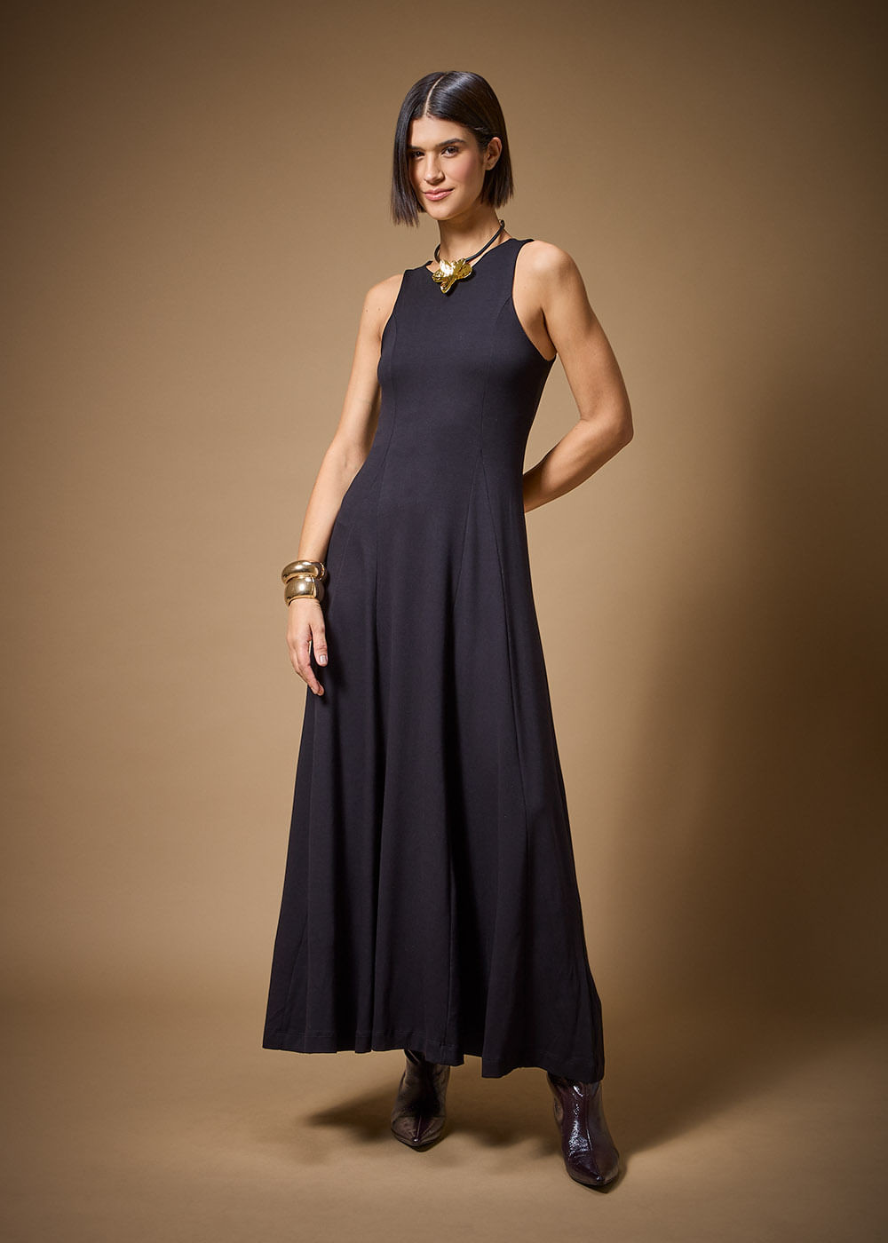 63.40.3701PTO VESTIDO LONGO REGATA COM NESGAS