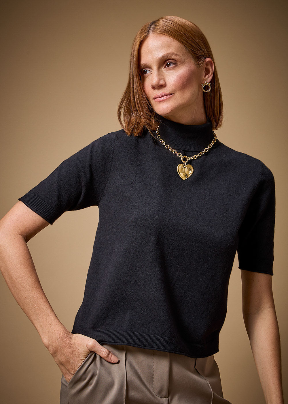 47.40.3701PTO BLUSA DE TRICOT LIGHT M/C GOLA ALTA