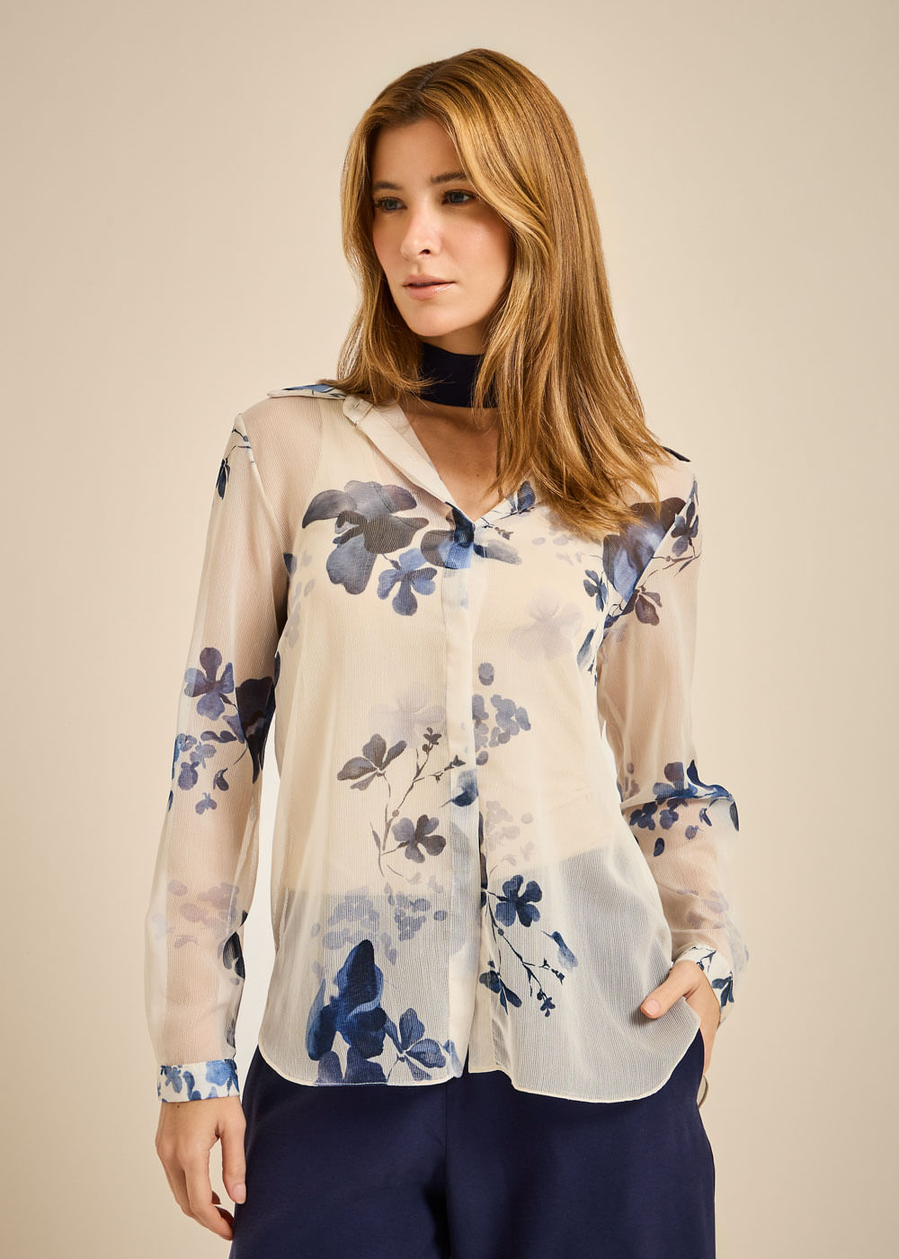 55.20.3802EST CAMISA SLIM ESTAMPA BLUE SENSE - HIGHLINE